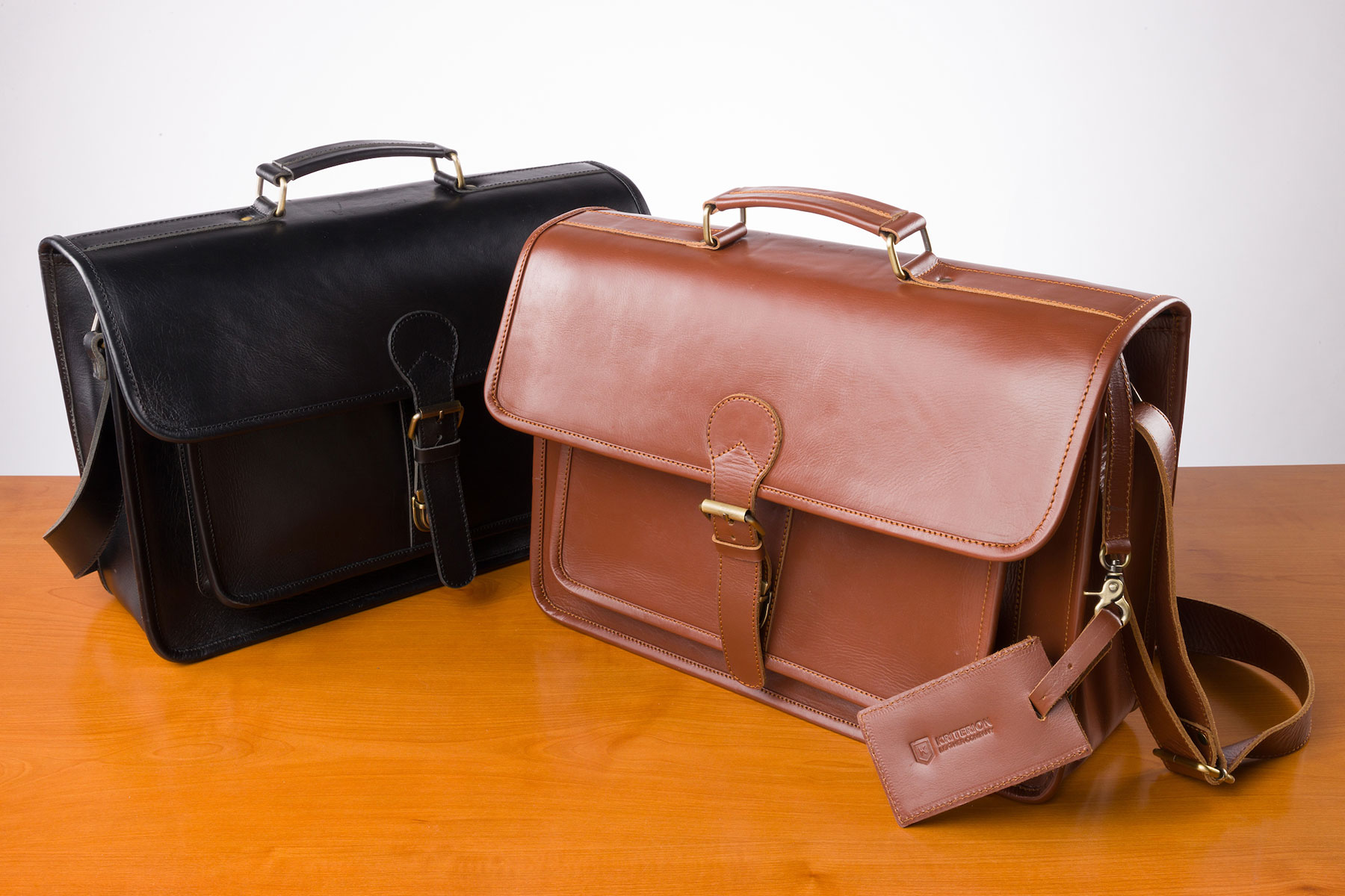 The Brunswick leather briefcase in black and brown